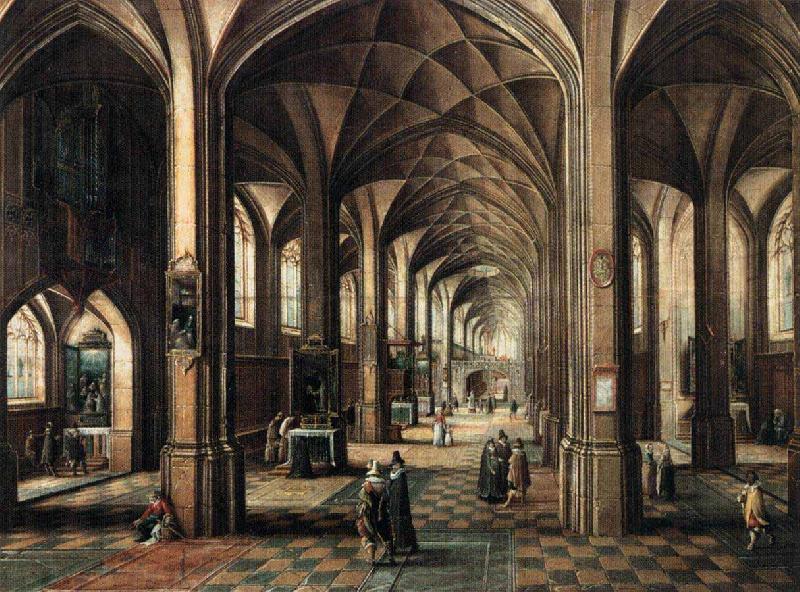 MINDERHOUT, Hendrik van Interior of a Church with a Family in the Foreground Germany oil painting art